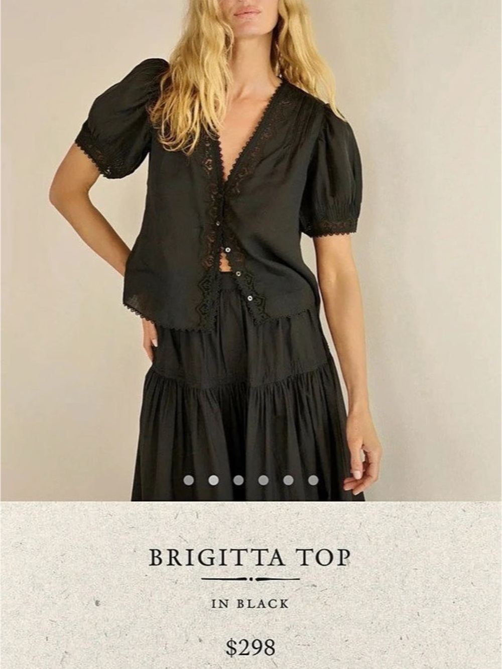Doen Brigitta Top Puff Sleeve Blouse in Black Size Small